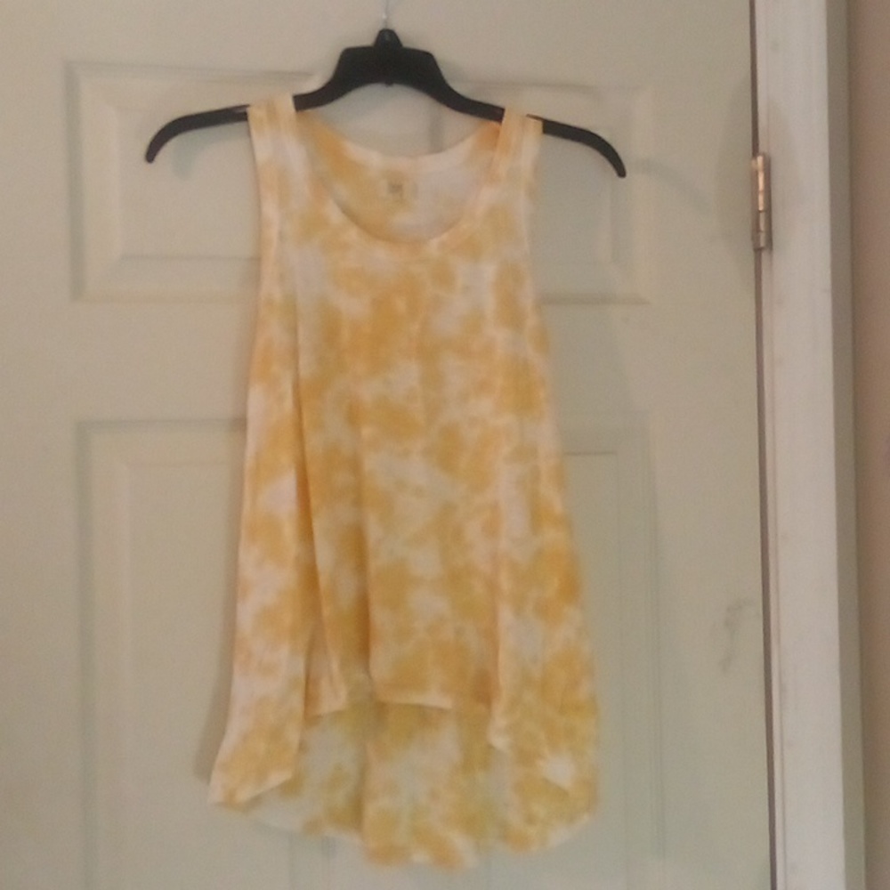 Yellow and white tie dye tank top